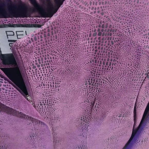 Purple Suede VINTAGE PELLE Moto Jacket -Leather Jacket - Picture 5 of 8